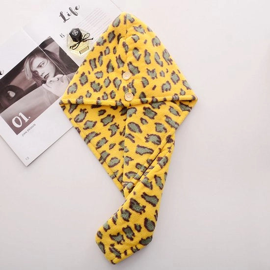 Tre pezzi di asciugamani per capelli a stampo leopardo, capi di asciugamani a spirale superassorbenti, asciugamani per capelli per il rapido asciugamento dei capelli.