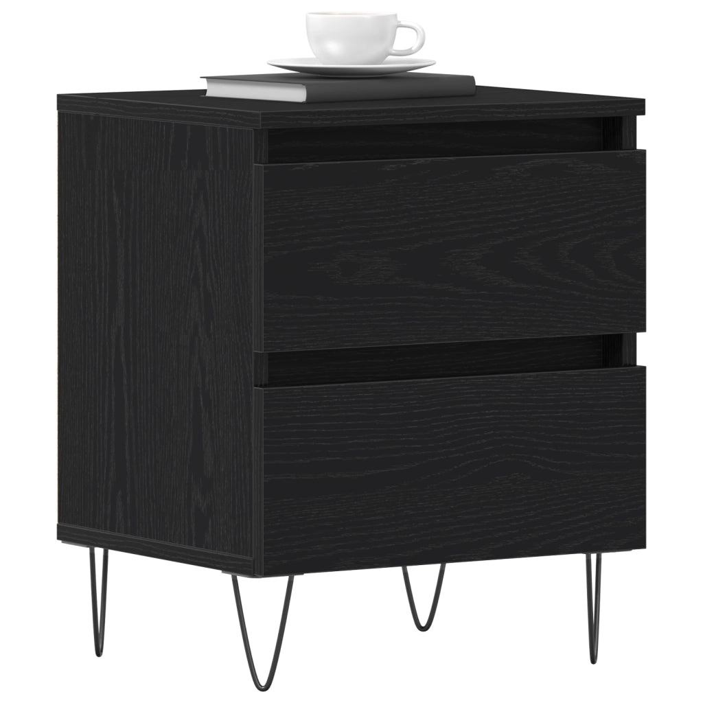 Comodino  Nero Rovere 40x35x50 cm Legno ingegnerizzato