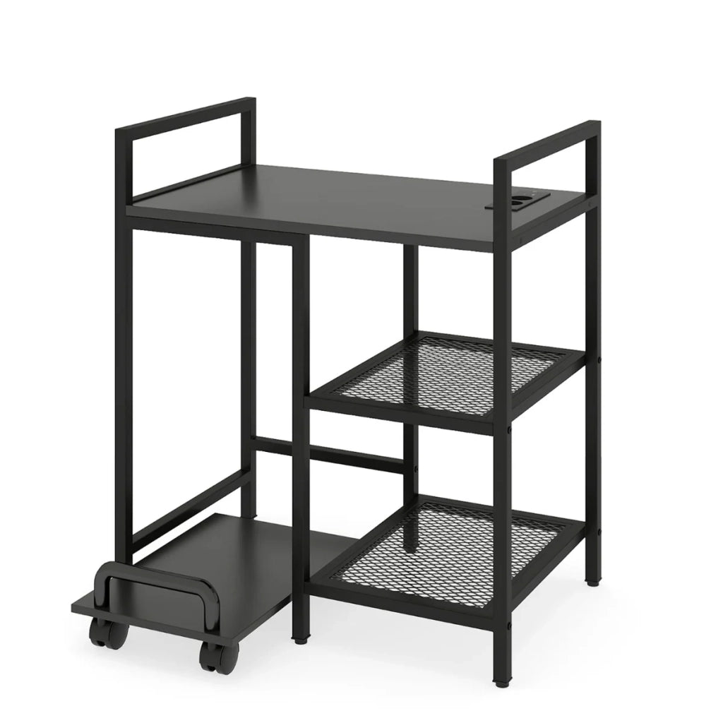 Supporto per stampante mobile 63,5 x 40 x 72 cm con comoda stazione di ricarica e conservazione ottimale in legno nero 20_0018714