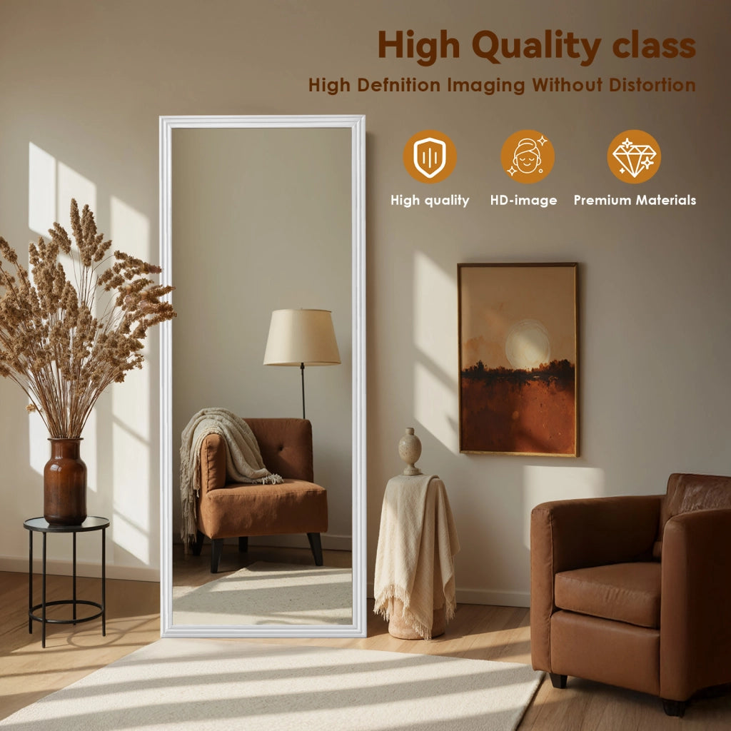 SPECCHIO Intero 160x50 cm Bianco in Legno e Metallo con base regolabile