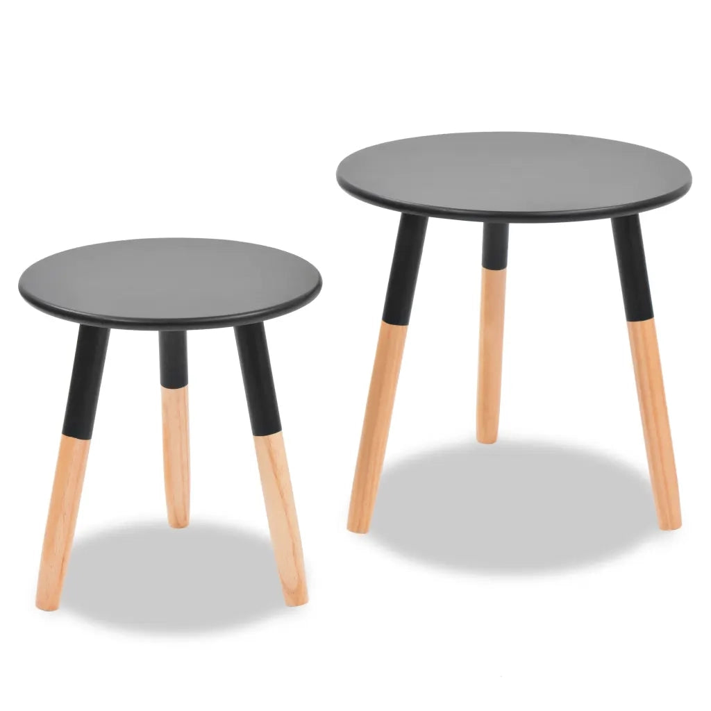 Set Tavolini 2 pz in Legno Massello di Pino Neri 244735