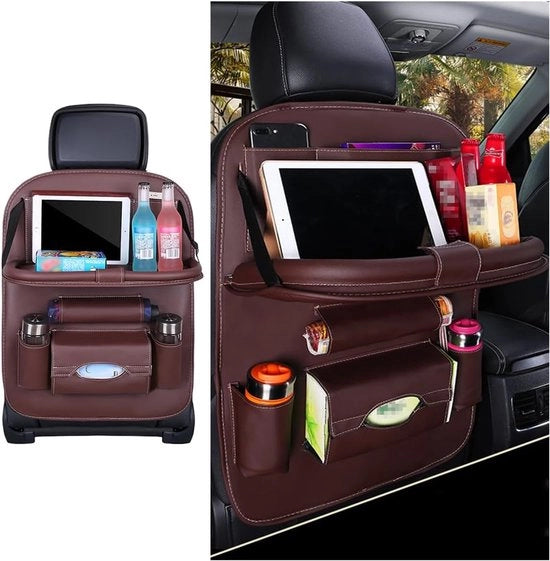 Copertura per il sedile posteriore dei sedili auto, cassetto portaoggetti per sedili auto in pelle, tavolo da viaggio con tavole pieghevoli, protezione multifunzionale del sedile posteriore, accessori kickpad, accessori universali (tazza da caffè)
