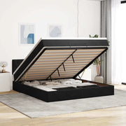 Struttura Letto Pouf con Materasso Nero 160x200 cm in Velluto 3311857