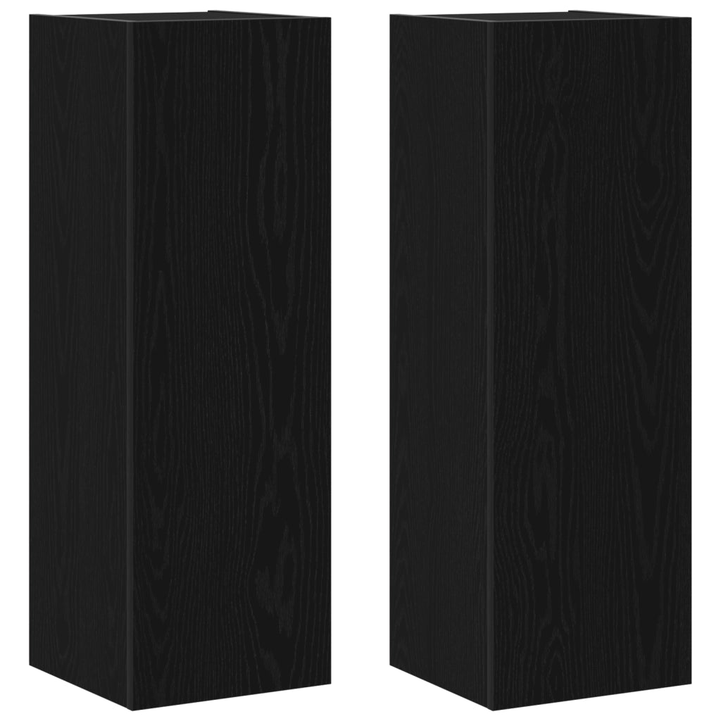 Set di mobili TV a parete in rovere nero  8 pezzi in legno truciolare