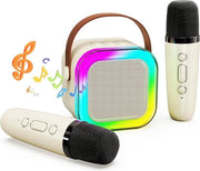 Set di karaoke - Macchina di karaoke portatile con Bluetooth, macchina di karaoke per bambini con 2 microfoni a radiofrequenza, effetti di voce e illuminazione a LED, regalo per bambini dai 3 ai 18 anni, ragazzi