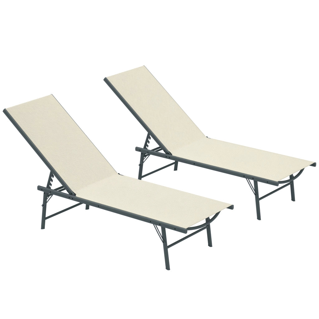 Set 2 Tumbonas Pieghevoli Reclinabili ¨C zephmum ¨C Grigio Crema