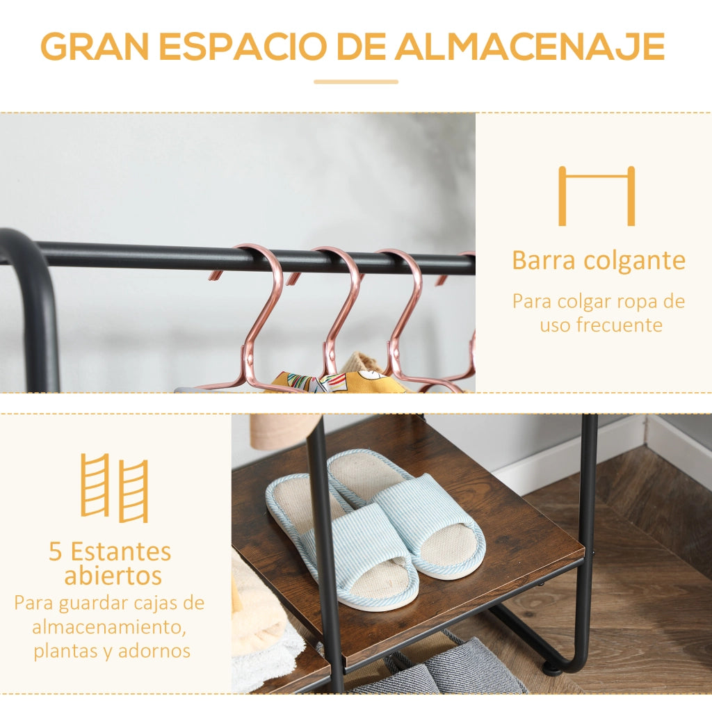 Armadio con appendiabiti e ripiani ¨C zephmum ¨C 101x39x160 cm Marrone Rovato