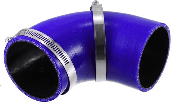 Riduttore in Silicone a 90 Gradi - 76mm / 3" Diametro Interno - Connessore di Tubo - Fusto Universale - Blu - Materiale di Alta Qualità
