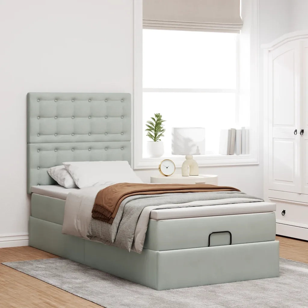 Struttura Letto Pouf con Materassi 90x190 cm in Velluto 3313583