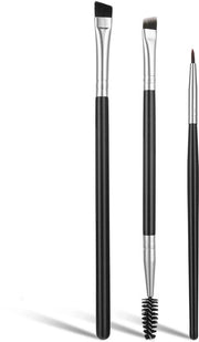 Set di pennelli per eyeliner 3 pezzi - Pennelli per make-up professionali - Pennello a punta angolata per sopracciglia - Pennello a punta fine - Materiale: plastica/nitrocellulosa/alluminio