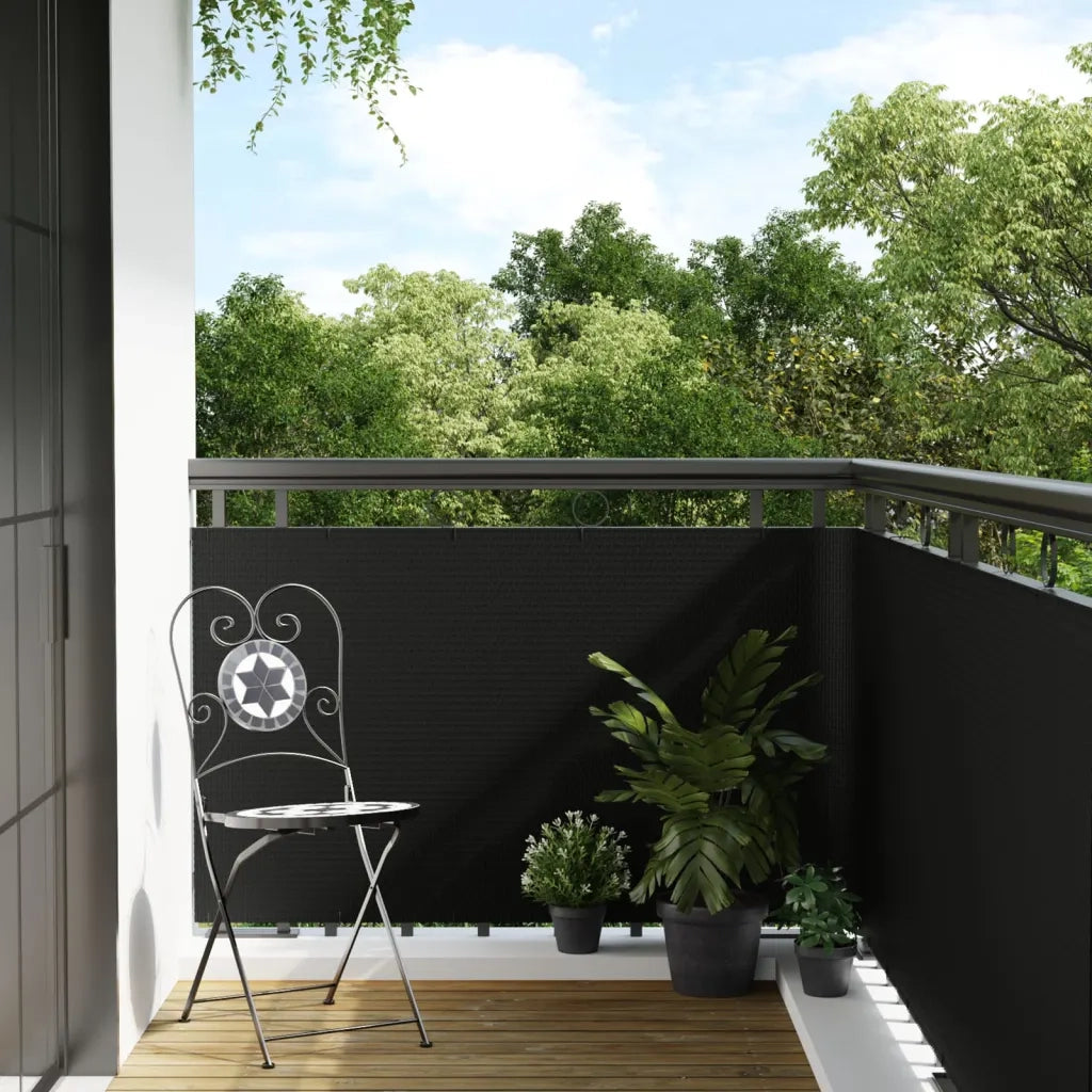 Paravento da Balcone Nero 600x100 cm in Polyrattan 156306