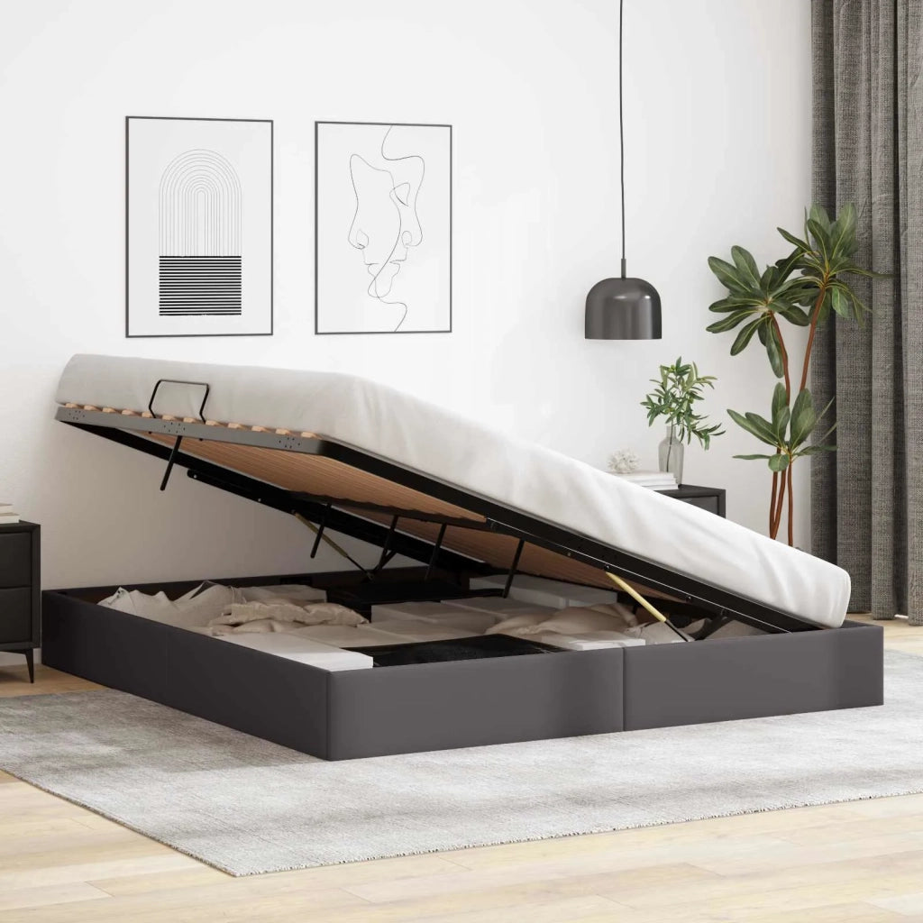 Letto ottomano Grigio 180 x 200 cm Pelle Sintetica 3442784