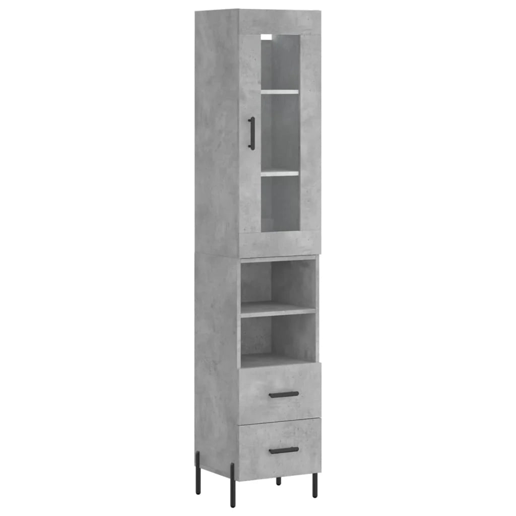 Buffet credenza cassettiera mobiletto mobile contenitore organizer per cucina soggiorno salotto alto 34,5 x 34 x 180 cm legno ingegnerizzato grigio 02_0034325