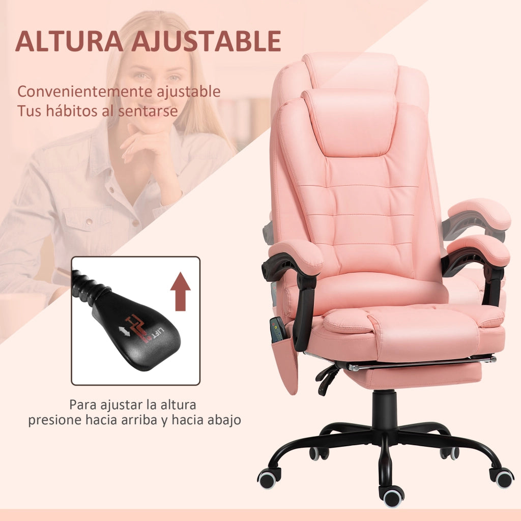 Sedia da ufficio massaggiante con poggiapiedi retrattile ¨C zephmum ¨C rosa