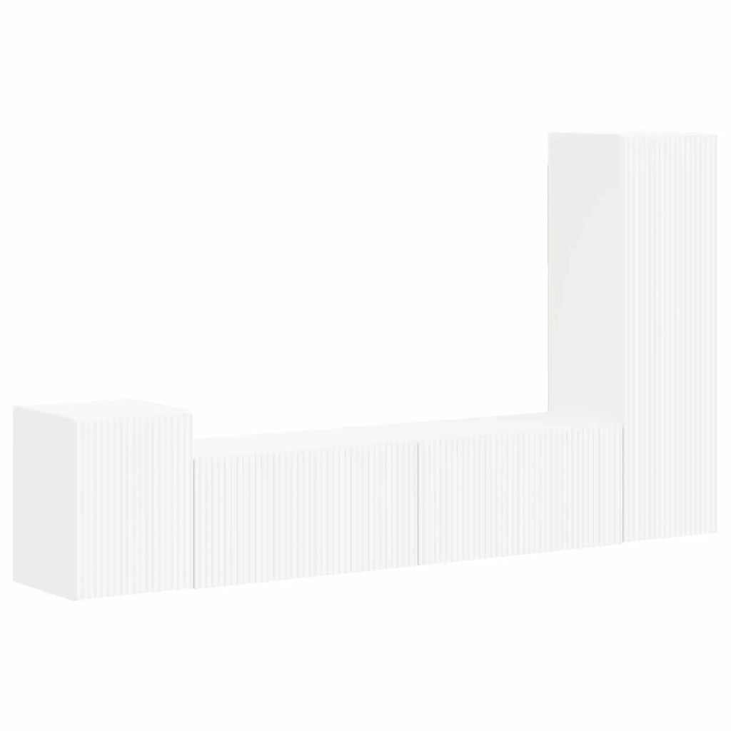 Set mobile TV Montaggio a parete 4 pz-Credenza per TV Bianco Legno multistrato 634640