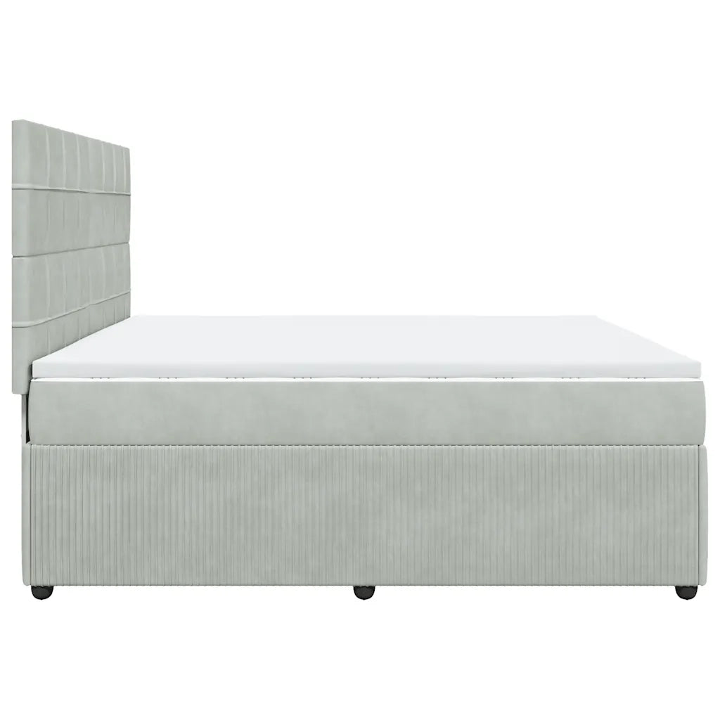 Giroletto a Molle con Materasso Grigio Chiaro 200x200cm Velluto