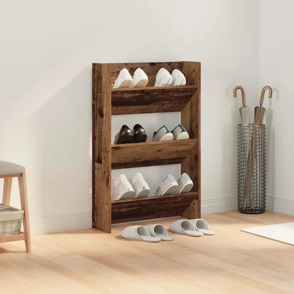 vidaXL Armadi per scarpe da muro Altro Legno antico Legno multistrato