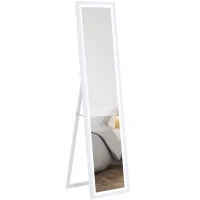 Specchio Illuminato con Luci LED Regolabili e Pulsante Touch, in Vetro e MDF, 40x5x160 cm, Bianco