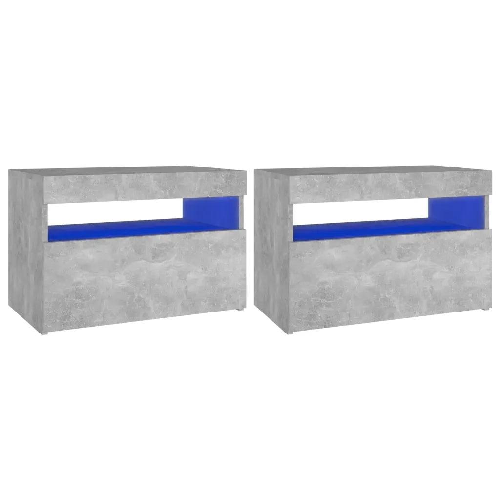 Comodino e Luci LED 2 pz Grigio Cemento 60x35x40 cm Truciolato cod mxl 47697