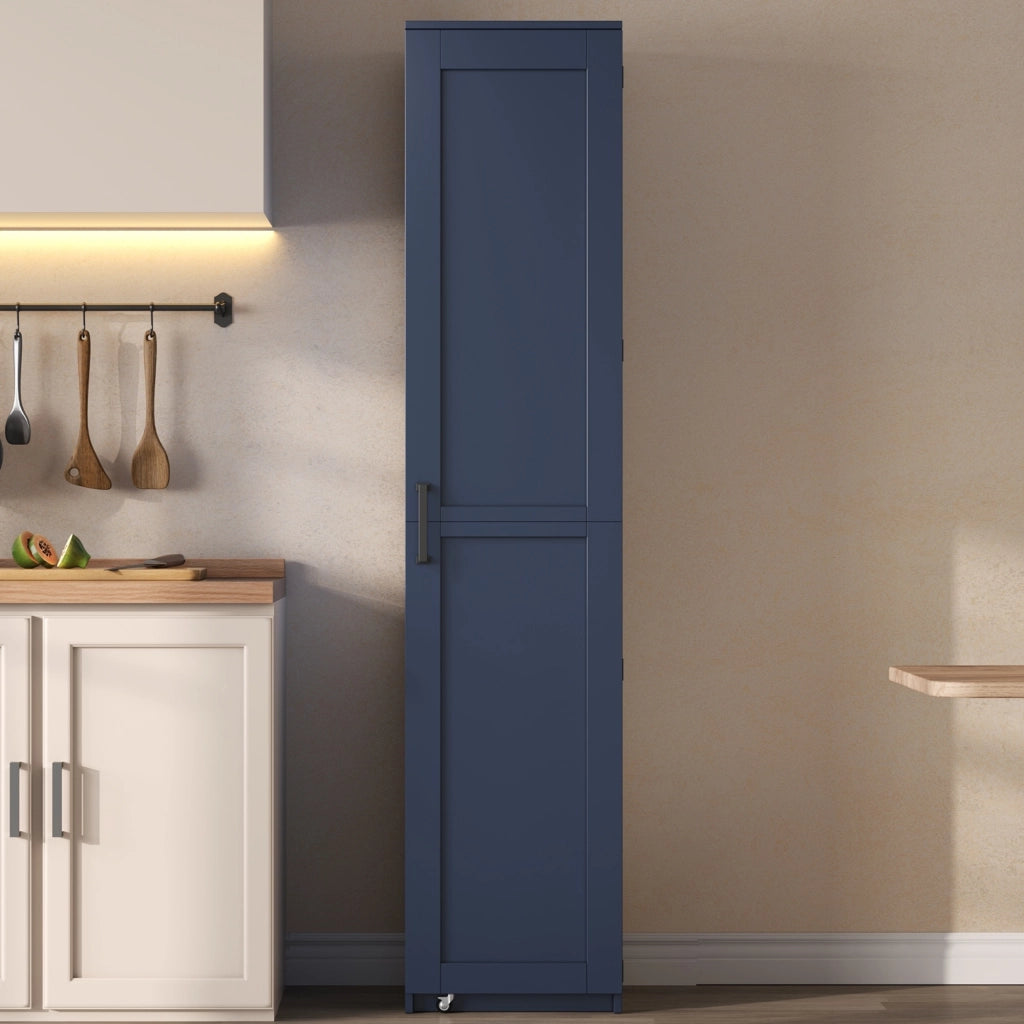 Mobile contenitore alto con ripiani regolabili e vani anta; 40x40x183 cm; blu