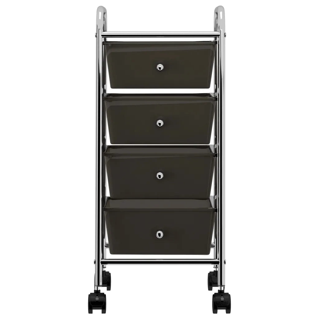 Carrello Portaoggetti Mobile con 4 Cassetti Nero in Plastica 320398