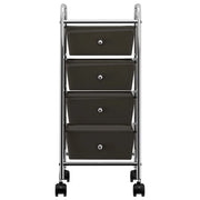 Carrello Portaoggetti Mobile con 4 Cassetti Nero in Plastica 320398
