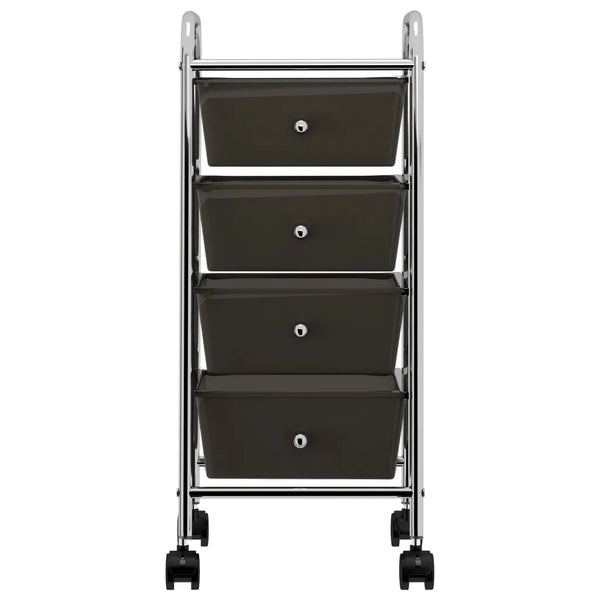 Carrello Portaoggetti Mobile con 4 Cassetti Nero in Plastica 320398