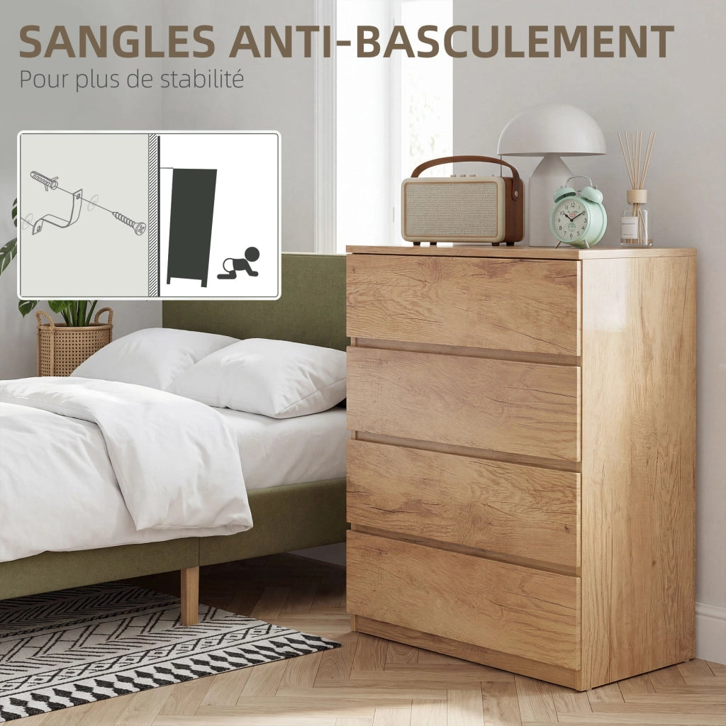 Cassettiera ¨C Zephmum ¨C Legno Naturale 60x40x80