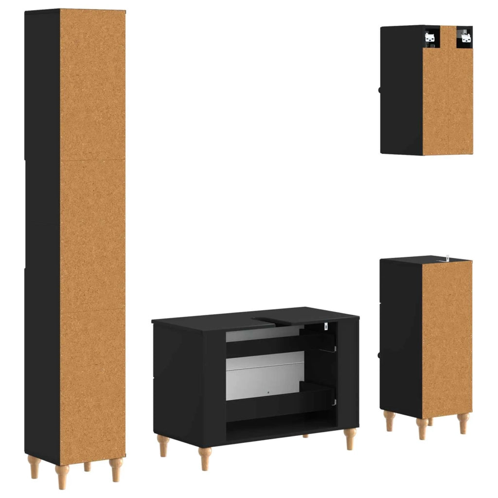 Set di Mobili da Bagno da 4 Pezzi ALKMAAR Nero 3417910