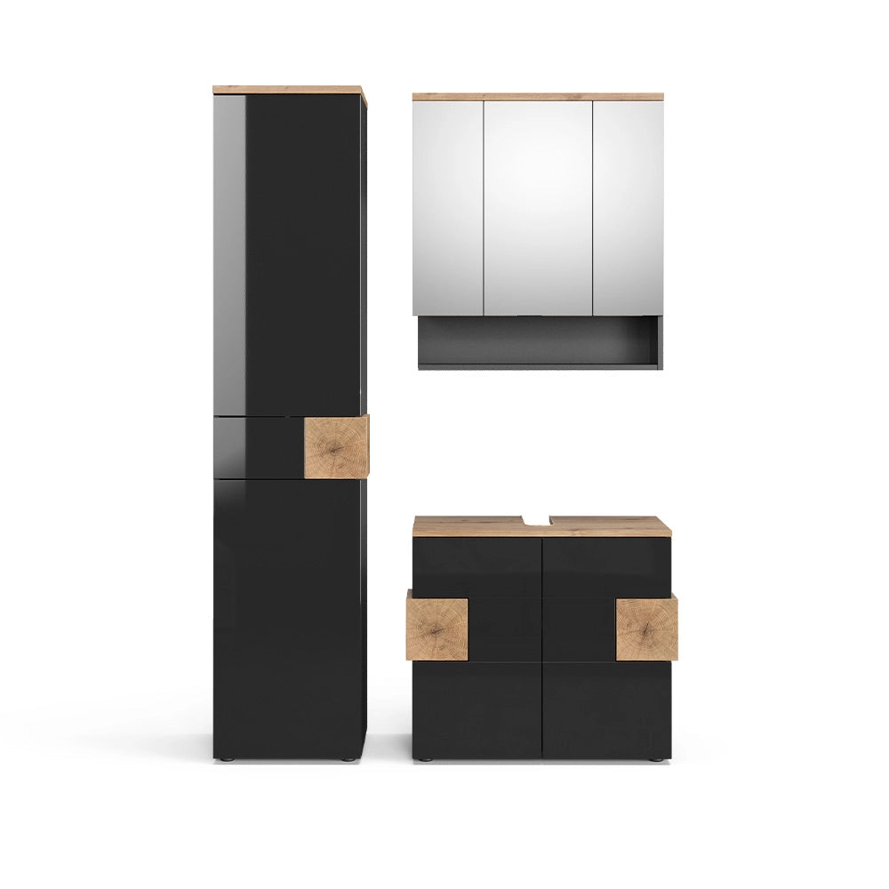 Vicco Set mobili bagno Antracite 3 parti, con colonna