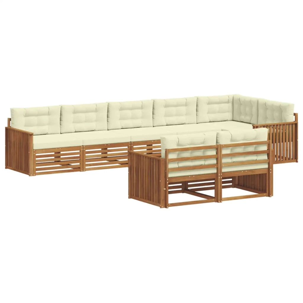 Set di divani da esterno con cuscino 8 pcs Naturale e Crema