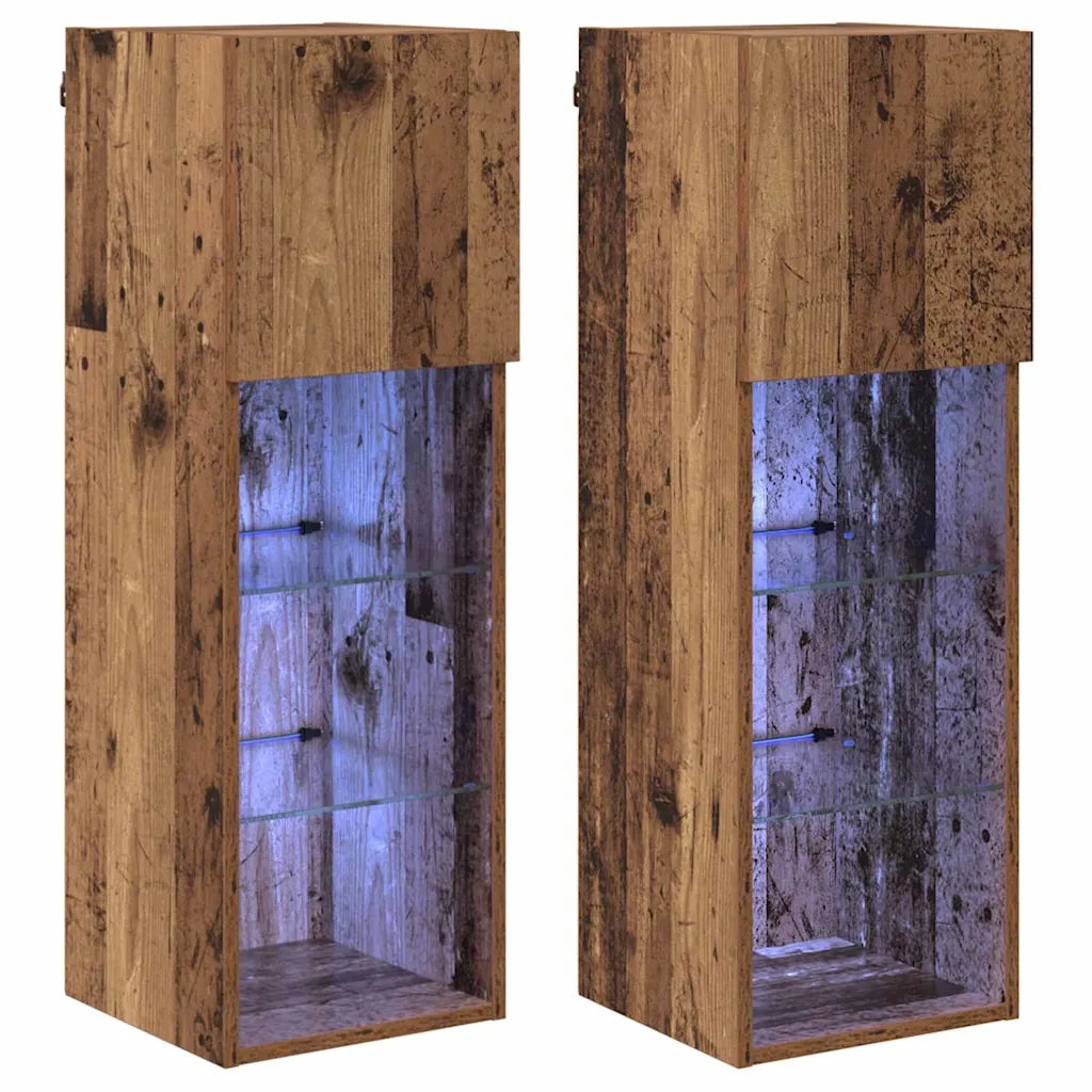 Mobiletti TV a parete 2 pcs Legno vecchio 30,5 x 30 x 90 cm 882949