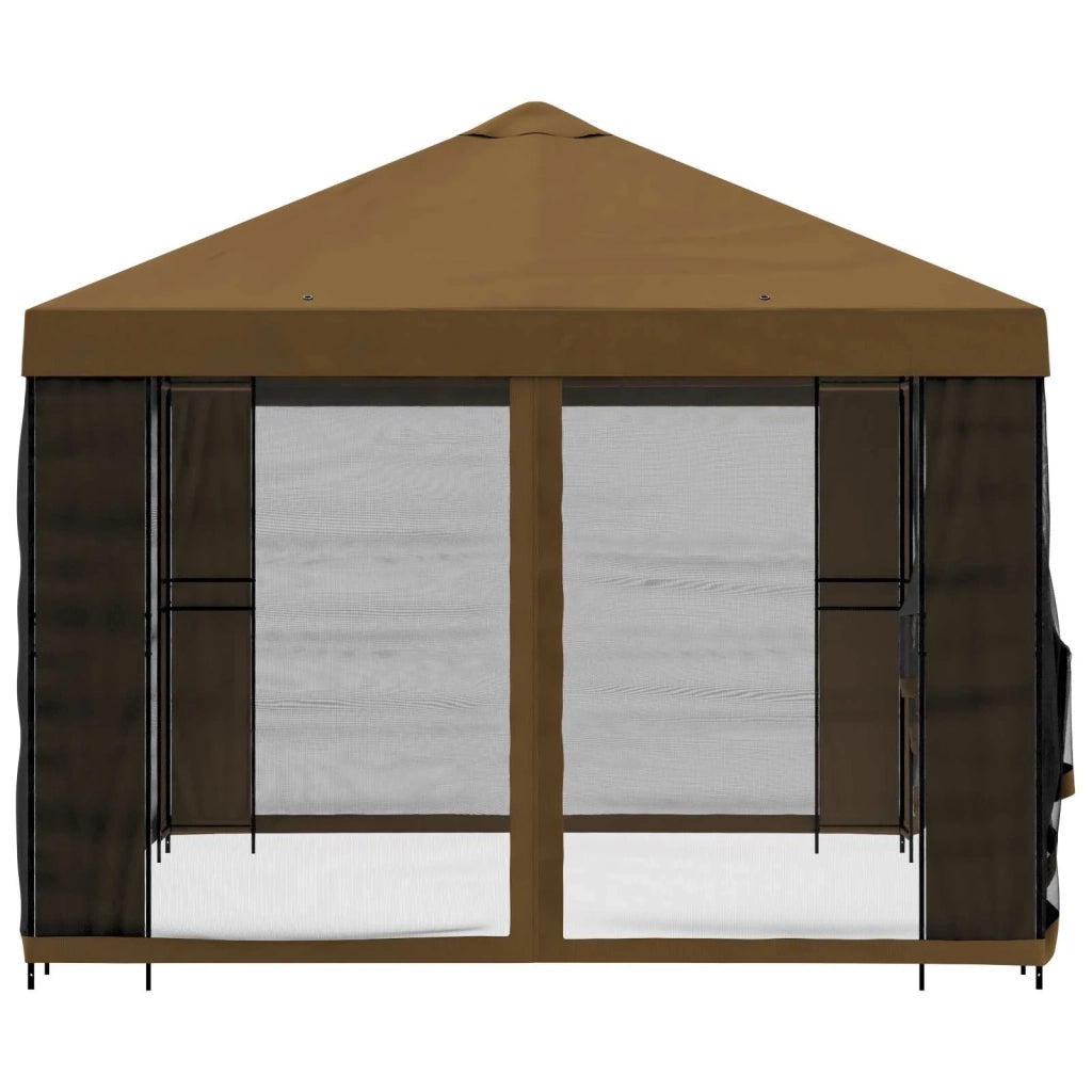 Gazebo da giardino con pareti laterali 4 × 3 m Tortora 900390