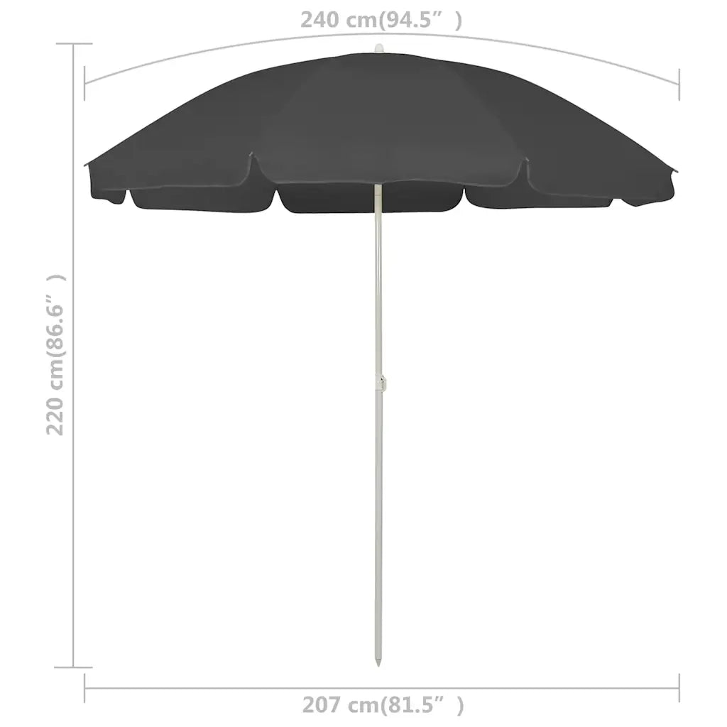 Ombrellone da Spiaggia-Ombrellone da mare Antracite 240 cm 725453