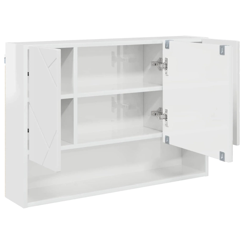 Mobiletto per specchio con porta Bianco Lucido 80 x 17 x 55 cm 883358
