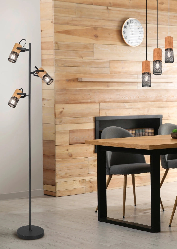 Piantana da Interno a LED in Metallo Nero Opaco