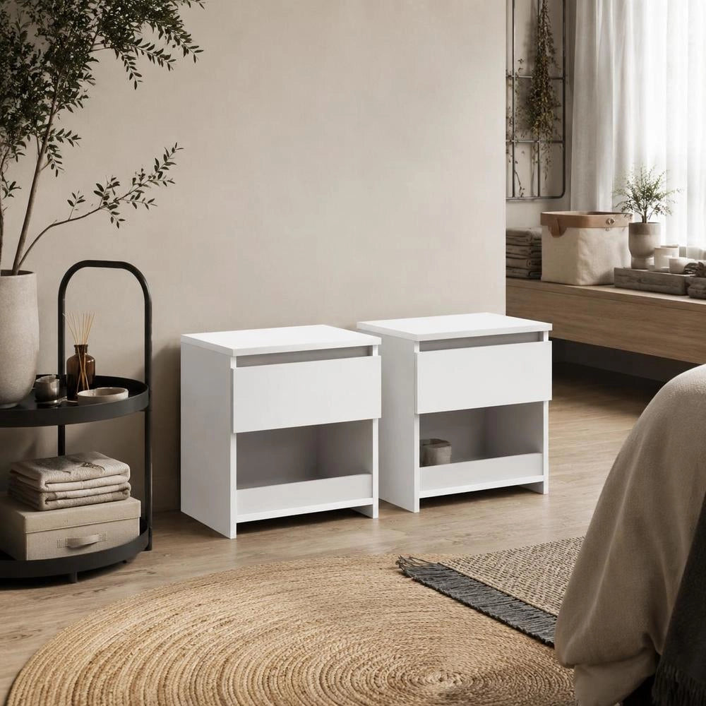 Bedside Tables 2 Pcs. White 40x30x39 Cm Wood Material