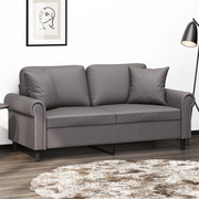 Divano a 2 Posti con Cuscini Grigio 140 cm in Similpelle 3200932