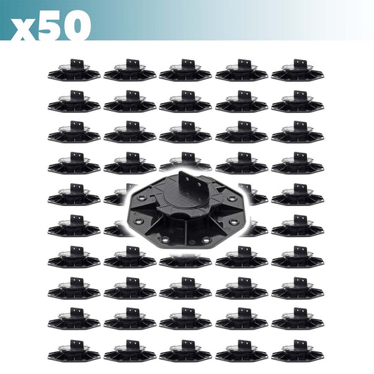 Set 50 supporti per pavimenti galleggianti, Altezza regolabile 18-25mm Max 2700 kg, Piedini per Decking
