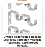 Set di 3 Braccioli per Tende in Acciaio con Doppio Supporto - 1 pollice/5/8 pollice - Argento - Peso Massimo 9 kg - Braccioli per Tende