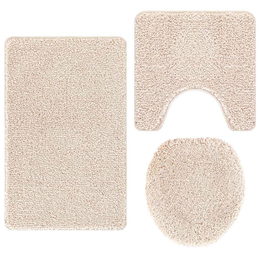 Set di tappetini da bagno in crema 3 pezzi in polipropilene antiscivolo