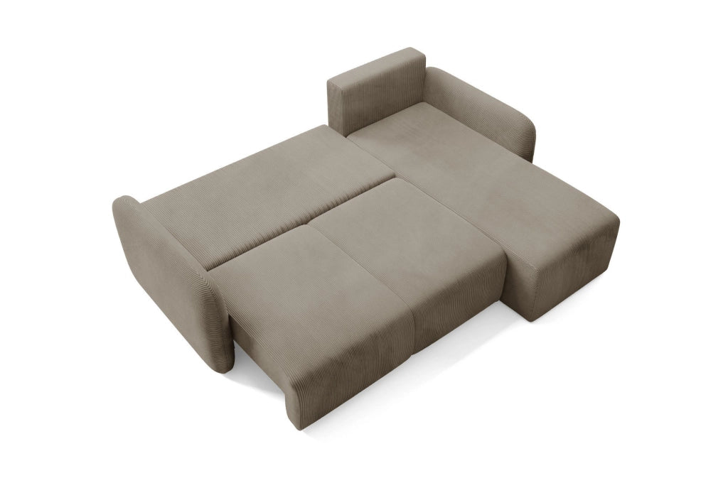 Ranco, Divano Letto con Penisola Contenitore, 245x185 cm Beige\ Tortora\