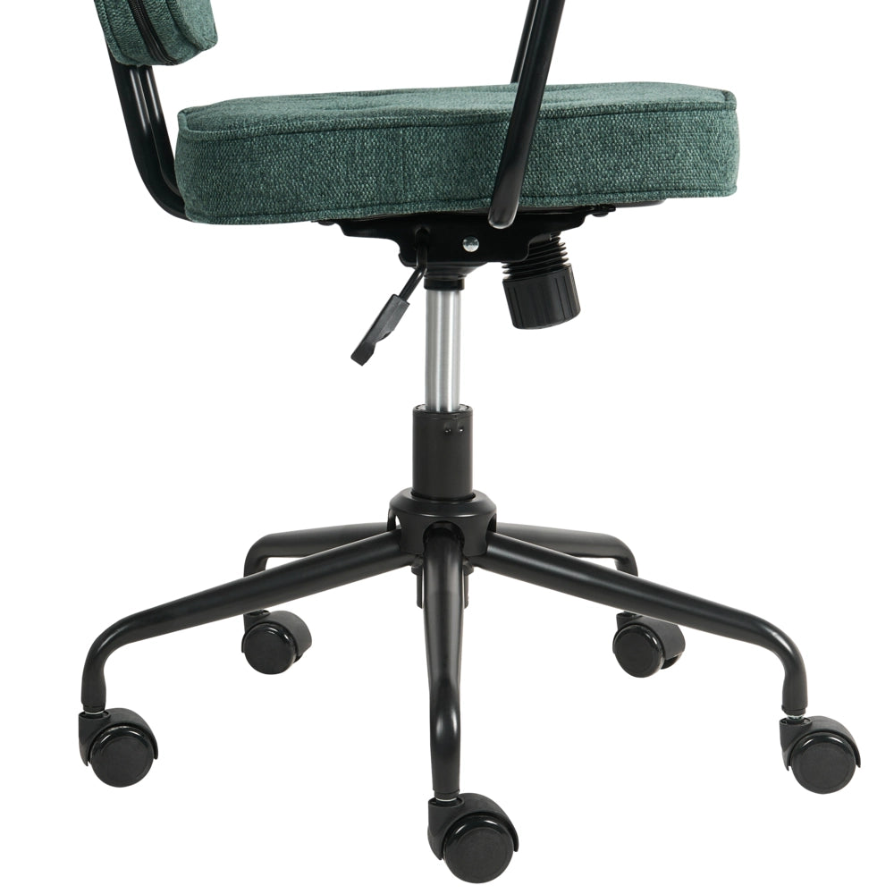Sedia da ufficio in tessuto sintetica di colore verde scuro girevole con altezza regolabile e freno di sicurezza ufficio di casa studio