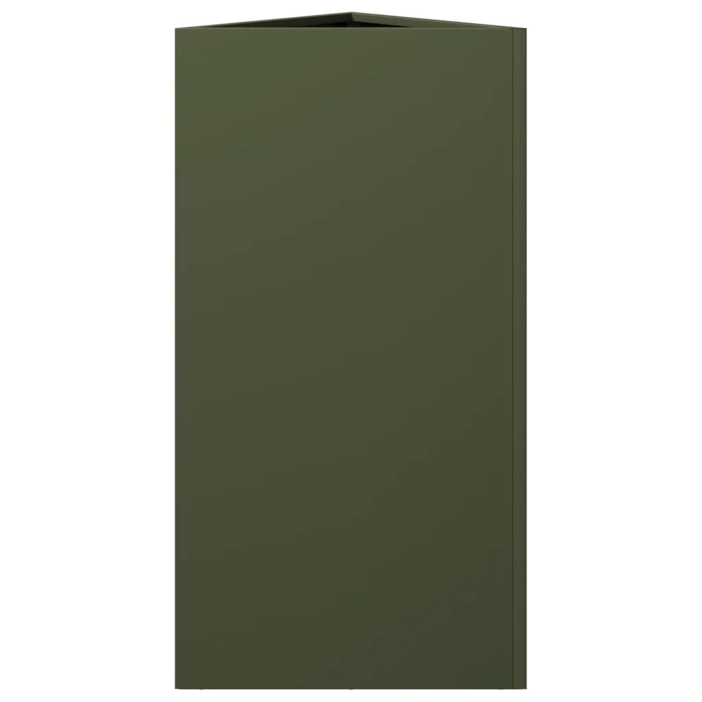 Fioriere 2 pz Verde Oliva Triangolari 40x34,5x70 cm in Acciaio