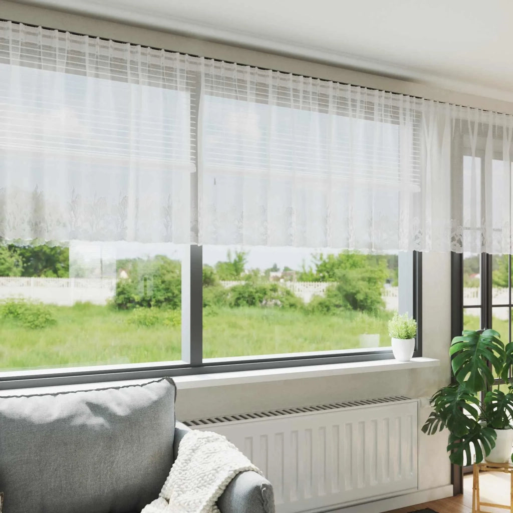 Tenda in Pizzo con tende Bianco 750 x 100 cm Poliestere 4107944
