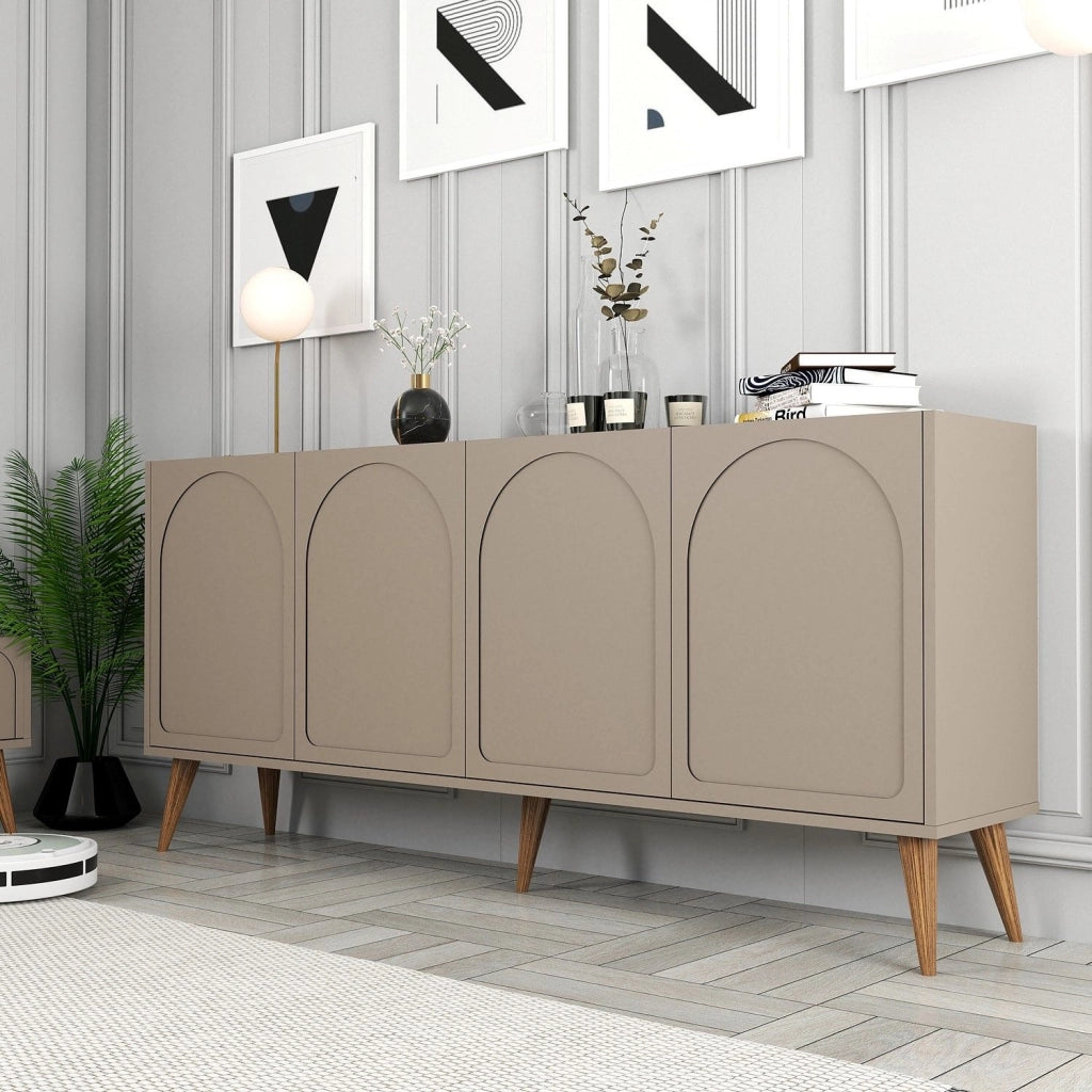Madia Niscemi, Credenza 2 Ripiani, 180x35x81h cm Grigio Tortora