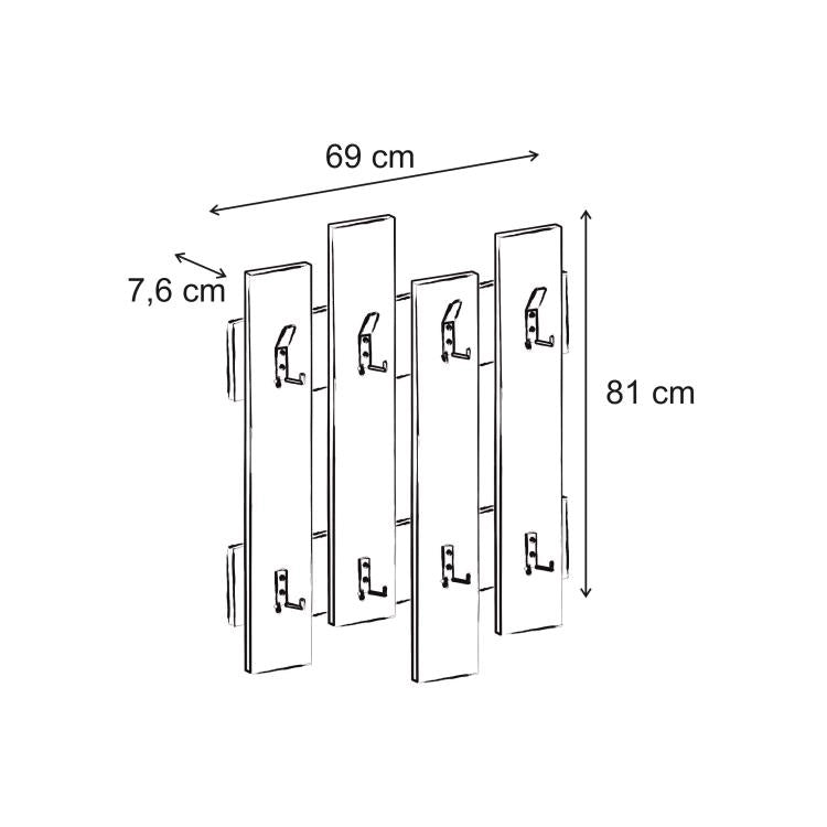 Appendiabiti da Muro Attaccapanni Montaggio a Parete 64x4x79 cm in Legno Antracite
