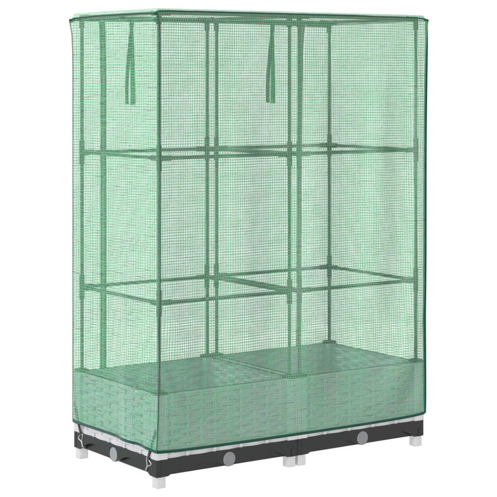 Aiuola rialzata/fioriera con copertura effetto rattan 80 x 40 x 123 cm bianco 02_0038785