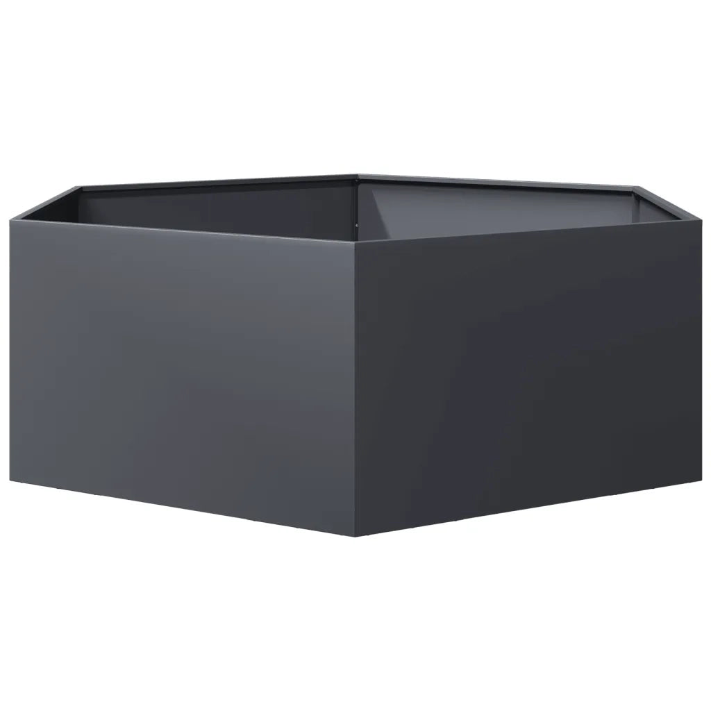 Fioriera da Giardino-Vaso da Esterno Antracite Esagono 138x120x45 cm in Acciaio