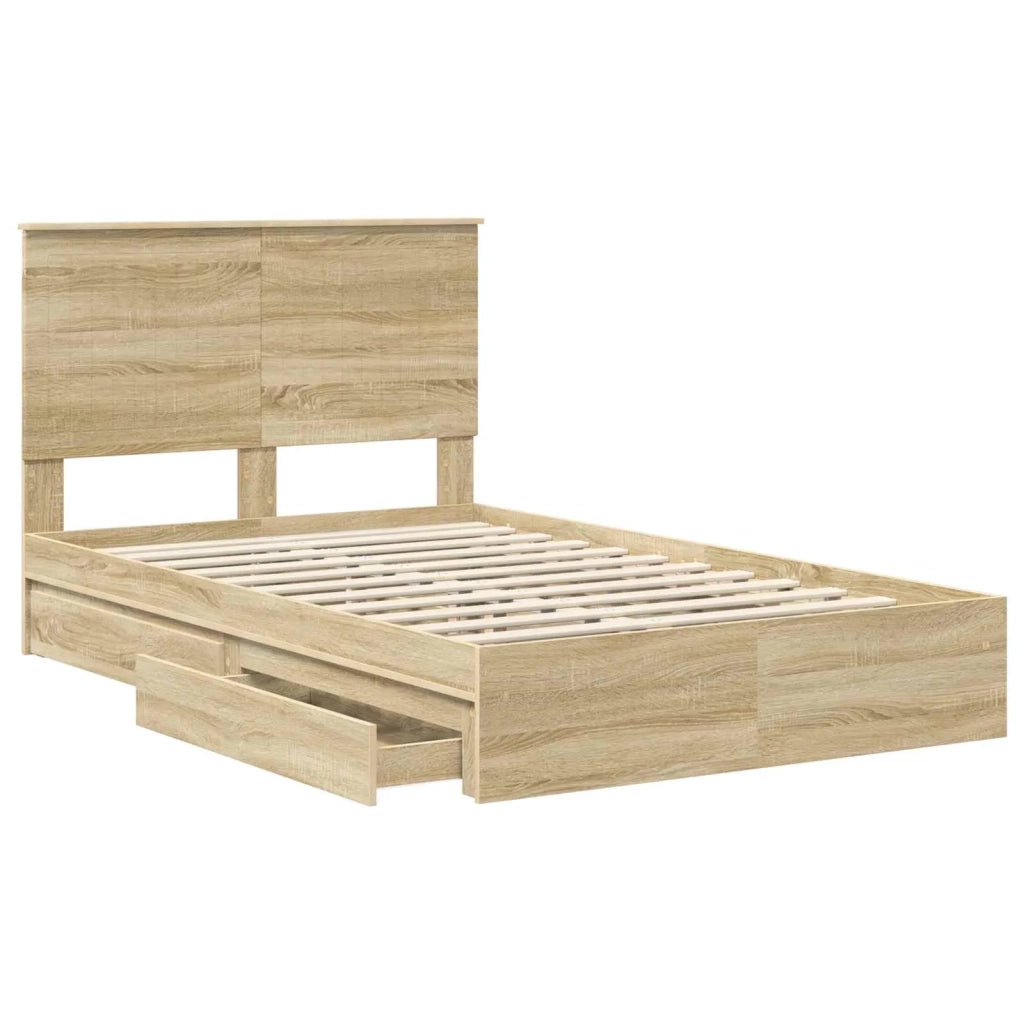 Letto con Contenitore con testiera Rovere Sonoma 120 x 200 cm